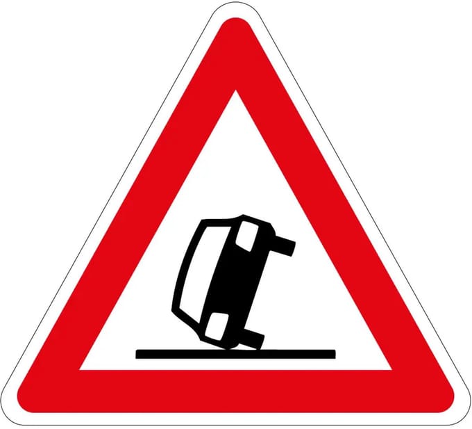 Pas op ongeval bord - J34 | gecoat dibond materiaal | 15 cm