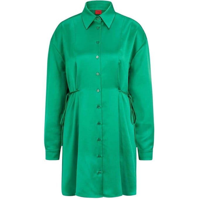 Hugo Dames/Dames Keleste Satijnen Mini Overhemd Jurk (Groen)