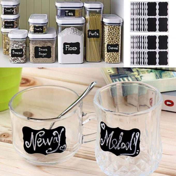 KELERINO. Keuken Etiket Labels Zwart - 108 stuks