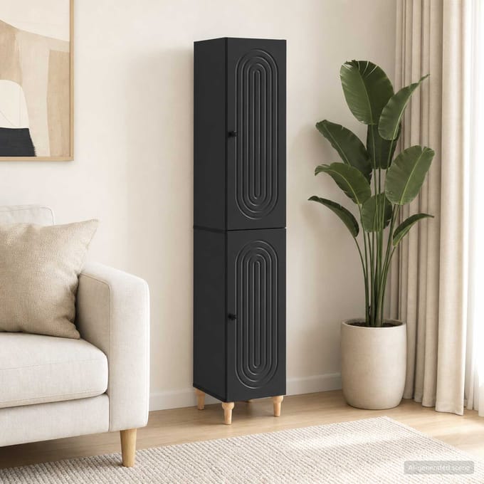 vidaXL - Kast - Set - 2 - st - Zwart - Bewerkt - hout