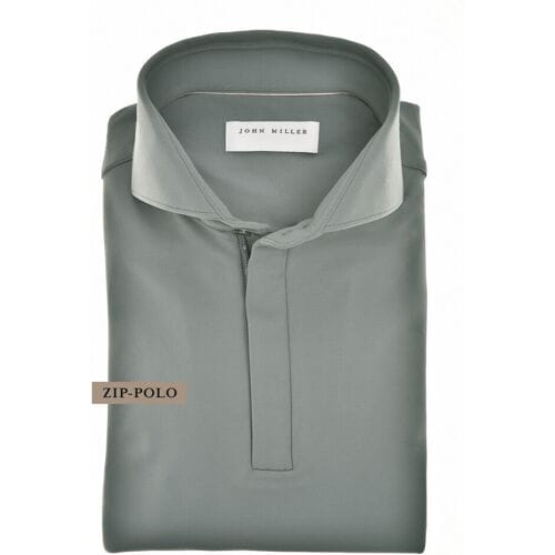 John Miller Polo Slim Hyperstretch Long Sleeve Zip Collar Midden Grijs / male
