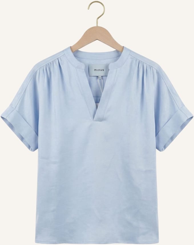Minus Msjuno Linen Blouse Dames - Jurken - Lichtblauw - Maat 36