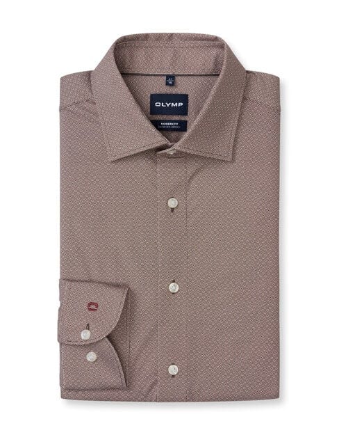 OLYMP Luxor 24/Seven Overhemd, Modern Fit, New Kent, Bruin