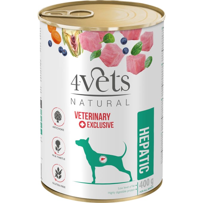 12x 400g 4vets Natural Dog Hepatic hondenvoer nat
