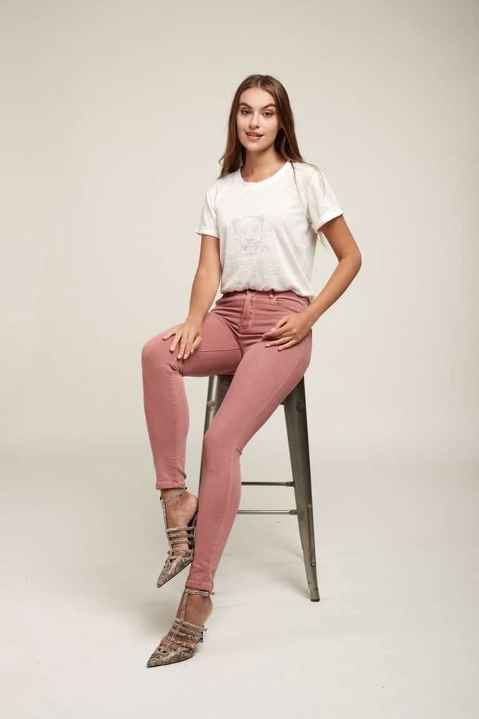 Broek Toxik3 hoge taille oud-roze