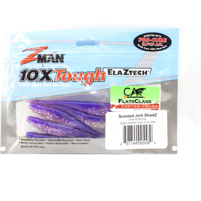 Zman Soft Lure Jerk ShadZ 4 Inch 5/Pack Dark N Stormy (5589)