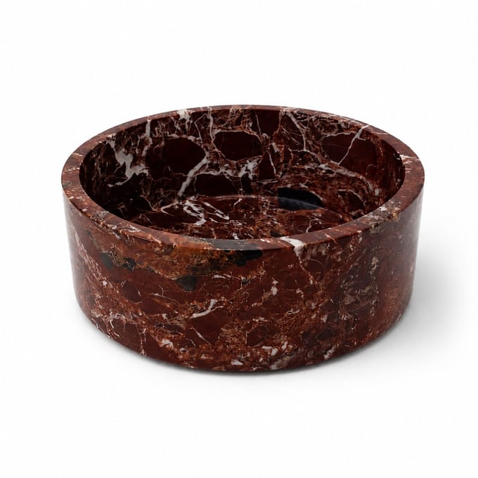 Marmoree - Marmer - Schaal - Rond - Bordeaux - 24cm