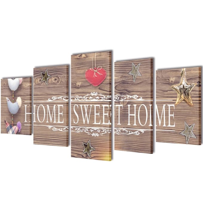 vidaXL - Canvas - muurdruk - print - set - home - sweet - home - 100 - x - 50 - cm