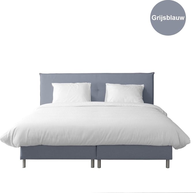 Anno 1588 Boxspring Pollux - Complete boxspringset - Pocketvering - Grijsblauw - 140x200