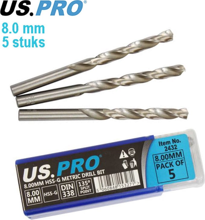 Metaal boren HSS-G 8.0 mm (5 stuks)