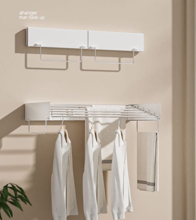 Uittrekbaar Wasrek – 120 cm – Wandmontage – Wit – 7.14 m Drooglengte