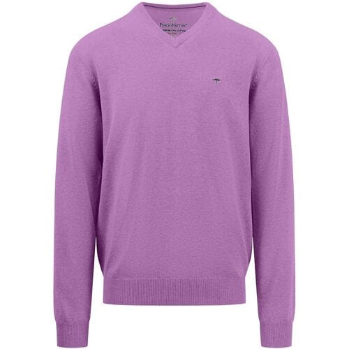 Fynch-Hatton Trui V-Neck Uni Superfine Cotton Dusty Lavender / male