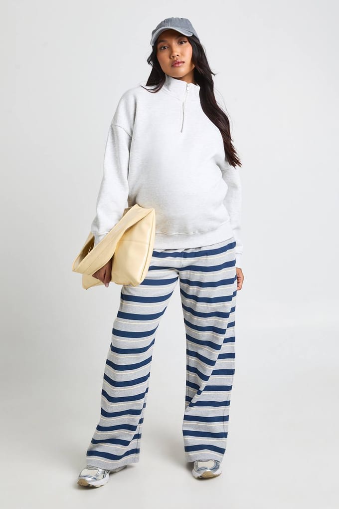 boohoo Dames Zwangerschaps Oversized Half Zip Sweatshirt | Grey Marl | Maat: 8