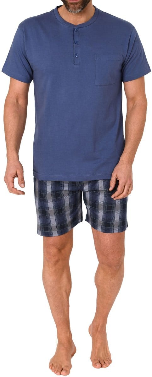 Normann heren pyjamabroek met korte mouwen en geruite jerseybroek - ook in oversizes