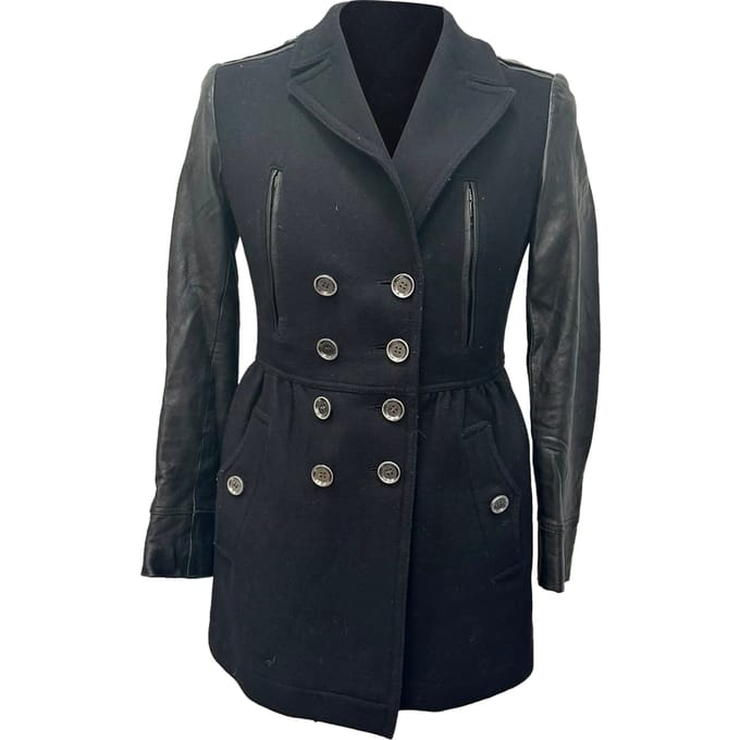 Burberry Brit double-breasted jas in zwarte wol
