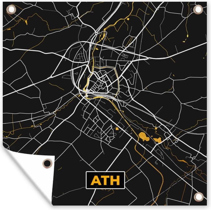 Tuindoek Ath - Plattegrond - Goud - Kaart - Stadskaart - 100x100 cm