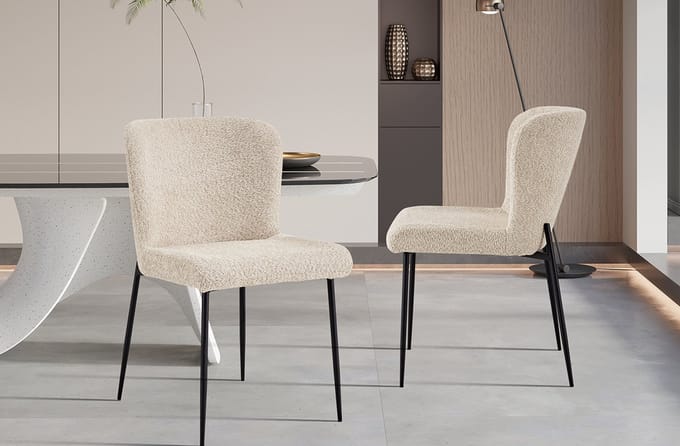 Interiax Eetkamerstoel Flo BouclÃ© Beige