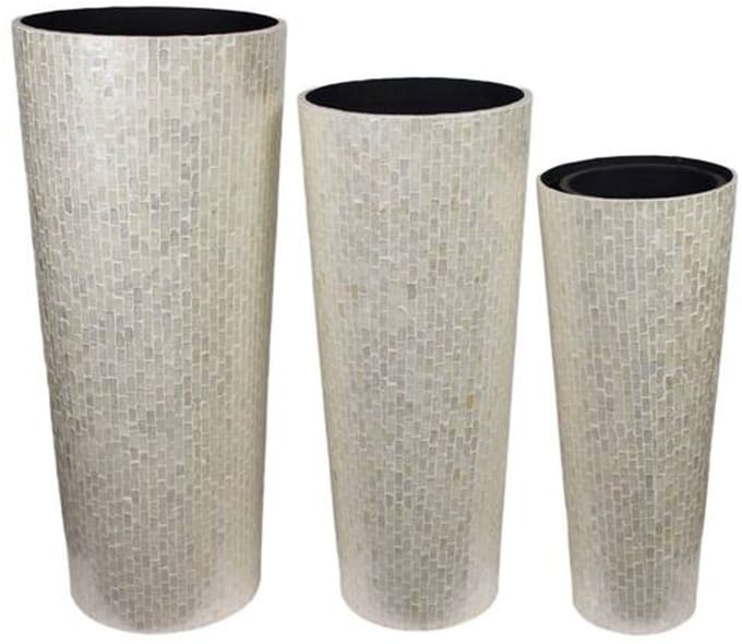 Vazen set 3-delig MDF en capiz – wit 91,5 cm