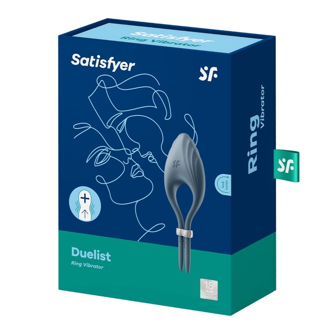 Satisfyer, penisring, Duelist, in maat verstelbaar, met powermotor, gemaakt van siliconen