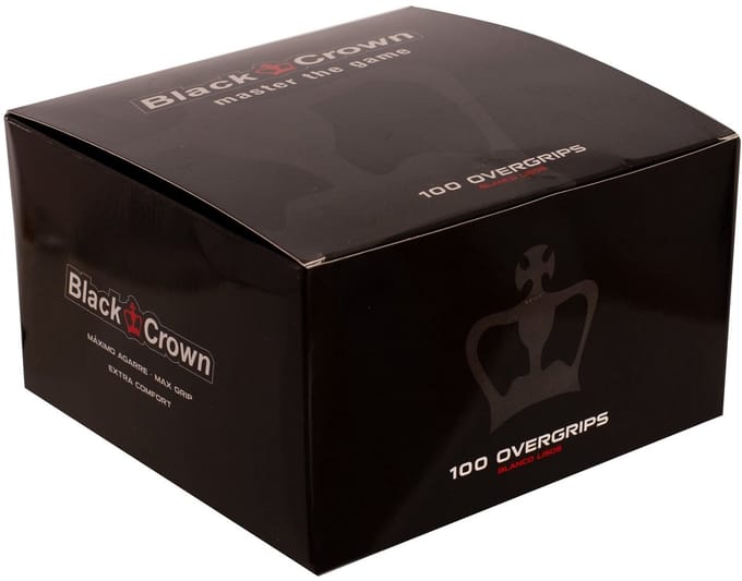 Doos met 100 zwarte kroon gladde witte overgrips
