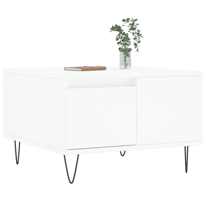 vidaXL - Salontafel - 55x55x36,5 - cm - bewerkt - hout - wit