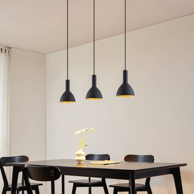 Arcchio - hanglamp - 3lichts - Staal - H: 26 cm - E27 - zwart, goud