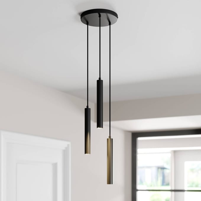 Arcchio LED hanglamp Franka, 3-lamps, Ø 24 cm, zwart
