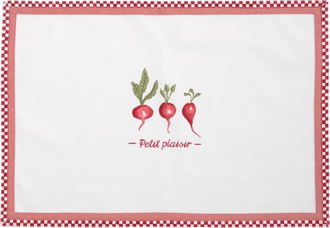 Clayre & Eef Placemats (set v 6) PPL40 48*33 cm Wit, Rood Katoen Rechthoek Tafelmat