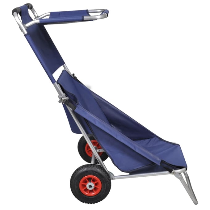 vidaXL - Strandtrolley - met - wielen - draagbaar - en - inklapbaar - blauw