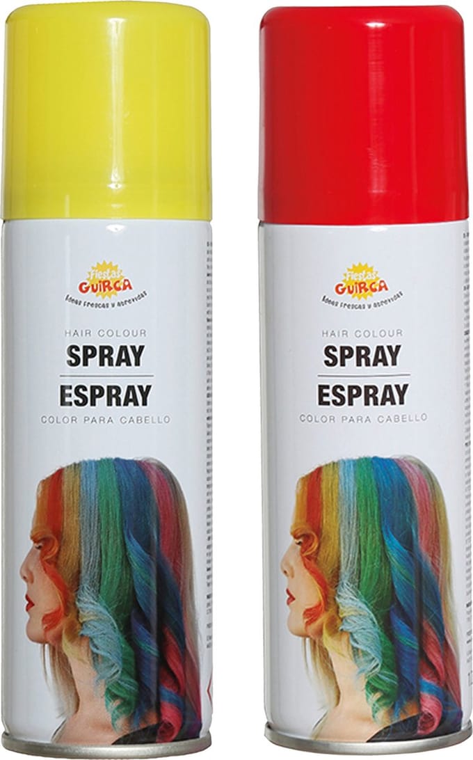 Fiesta Guirca Carnaval verkleed haar verf/spray - rood en geel - spuitbus - 125 ml