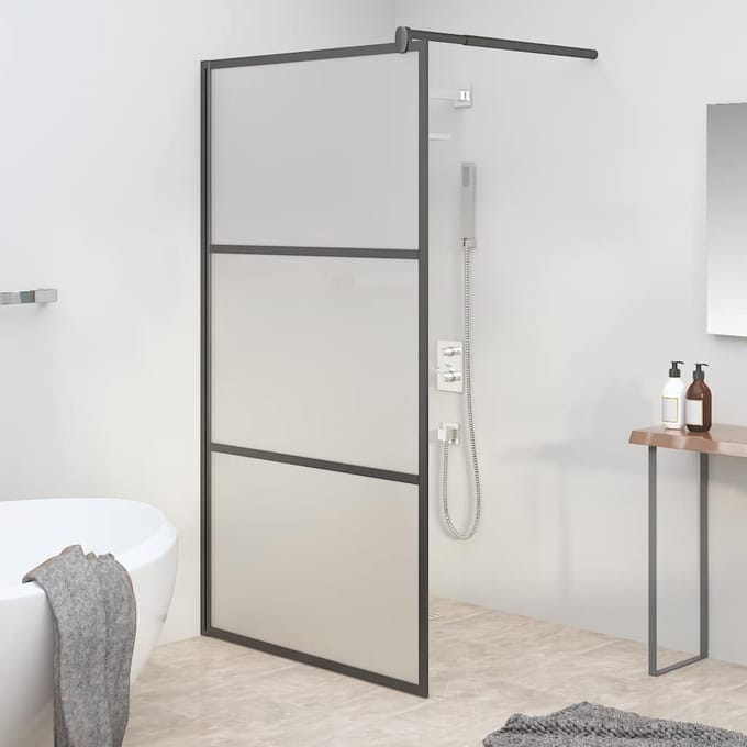 vidaXL - Douche - schermen - Zwart - 115 - x - 195 - cm - Glas - en - Aluminium