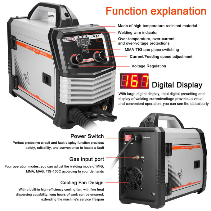 Soudeurs à onduleur multifonctionnels 4 en 1 MIG MMA MAG TIG160C, soudage électrique Portable polyvalent multicolore