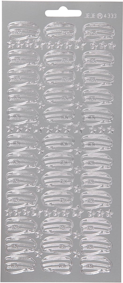 Stickers, hoed, vel 10x23 cm, zilver, 1 vel