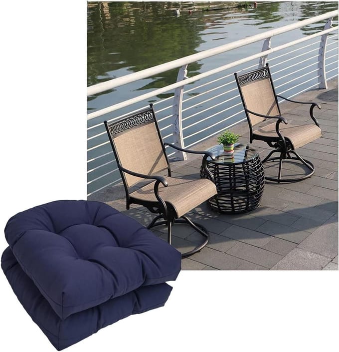 Tuinkussen Set - Stoelkussens Buiten - Comfortabel Zitten - Waterafstotend Design - 48x48cm Set - Blauw