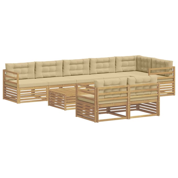 vidaXL - Buiten - bank - set - 9 - st - Wit - en - Beige