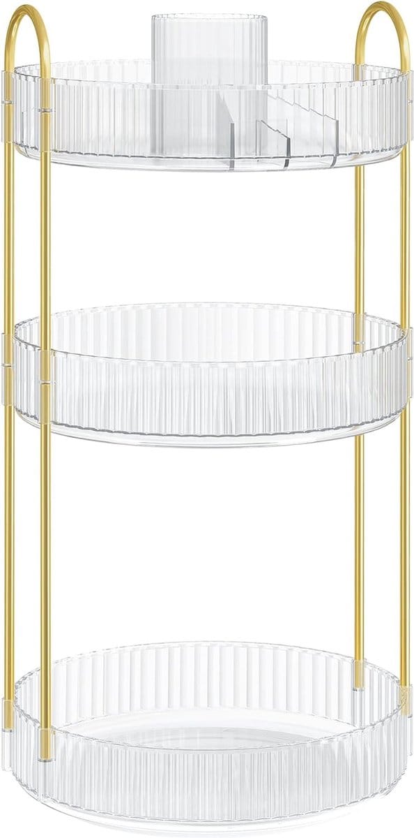 Roterende Make-up Organizer - 3 Niveaus Cosmetische Opslag - Transparante Kaptafel Organizer