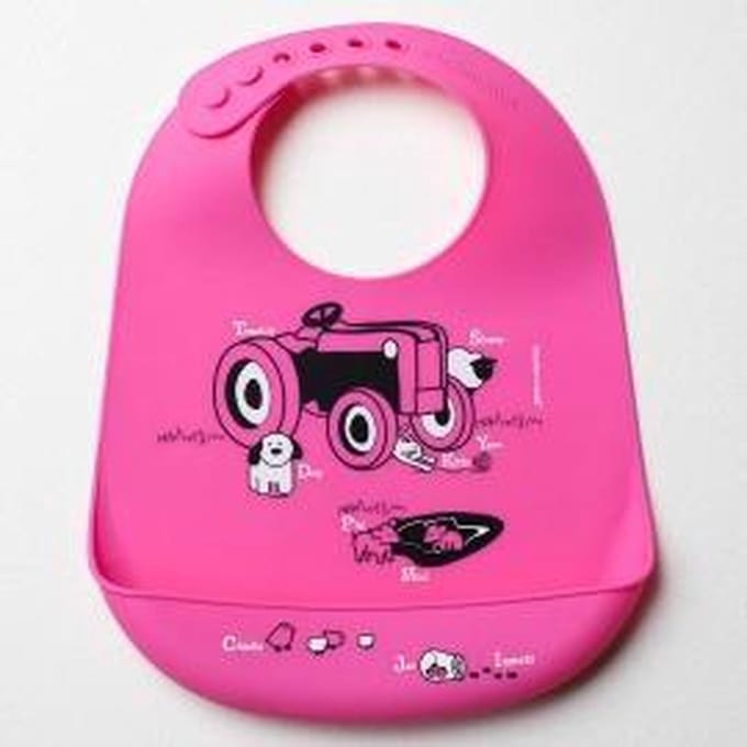 Modern Twist Farm Buddies Slabbetje met Opvangbakje - Pink