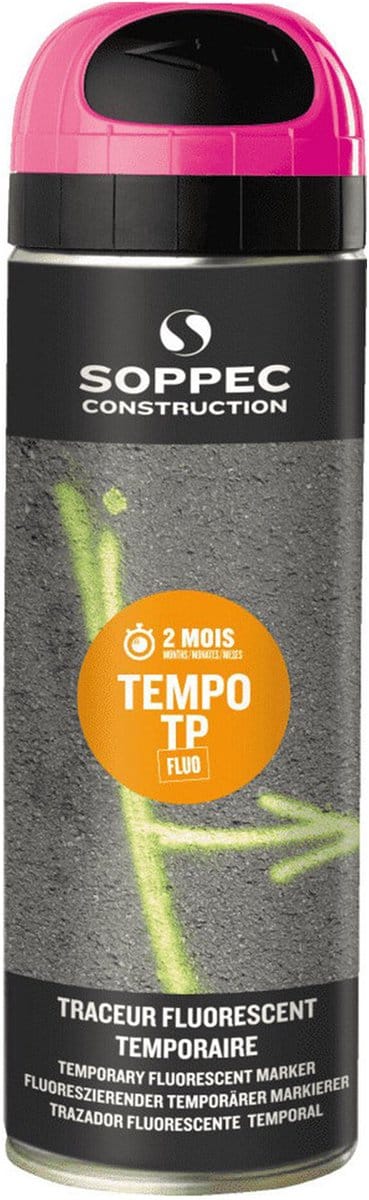 Soppec Tempo TP tijdelijke markeerverf, roze, 500 ml