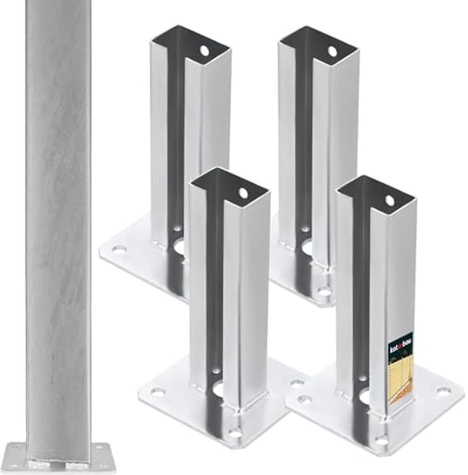 Set van 4 paaldragers 60 x 40 mm voor hek- en leuningprojecten - thermisch verzinkt