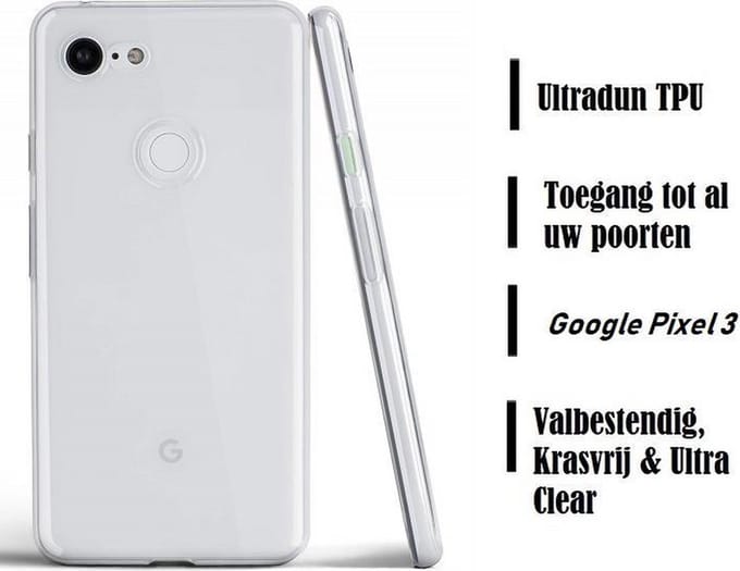 DrPhone Google Pixel 3 TPU Hoesje - Ultra Dun Premium Soft-Gel Case – Transparant
