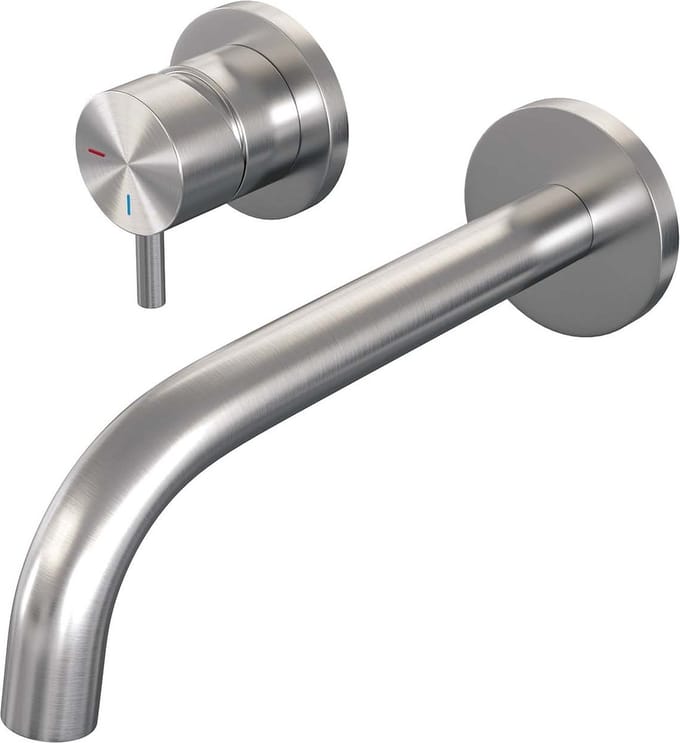 Brauer Brushed Edition inbouw wastafelmengkraan met gebogen uitloop en rozetten model B2 RVS geborsteld PVD