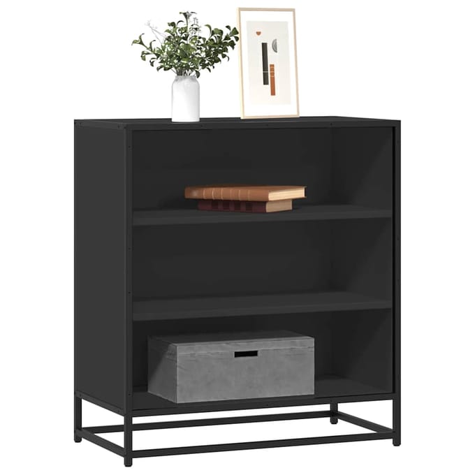vidaXL - Dressoir - 68x35x76 - cm - bewerkt - hout - en - metaal - zwart