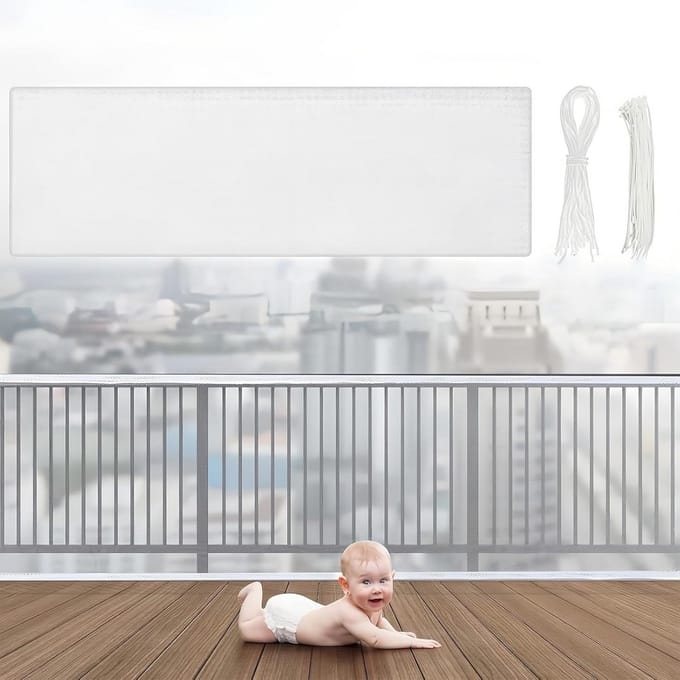 Veiligheidsnet voor Balkon en Trap 300x79 cm - Transparant Kinderbeveiliging