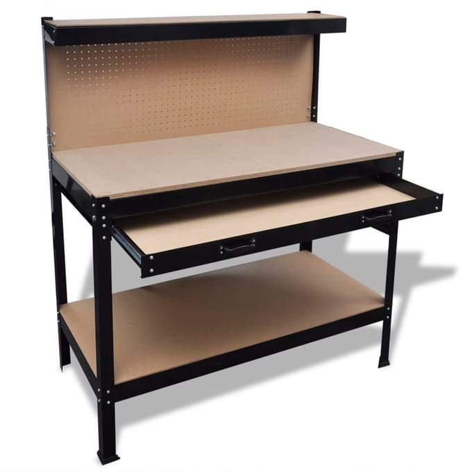 vidaXL - Werkbank - met - ophangbord - en - lade