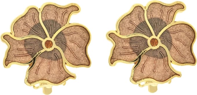 Behave - Oorclips dames - bloemmotief - bruin - 2,3 cm