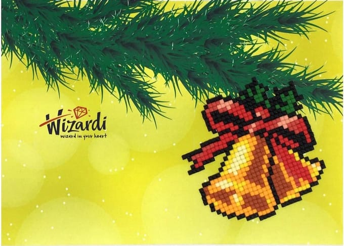 Wizardi Diamond Painting kerstkaart - kerstklokken - creatieve knutselset.