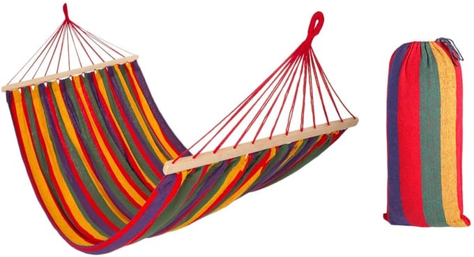 Rea - hangmat met spreidstok 1-persoons 80cm - 480144B rood 250x90
