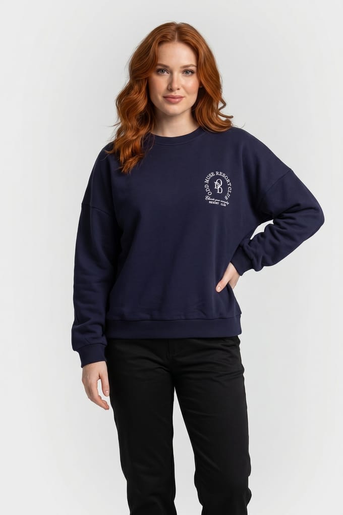 Odd Muse Resort Club Sweatshirt Navy Größe: M | Pullover Outlet | Damen | Blau