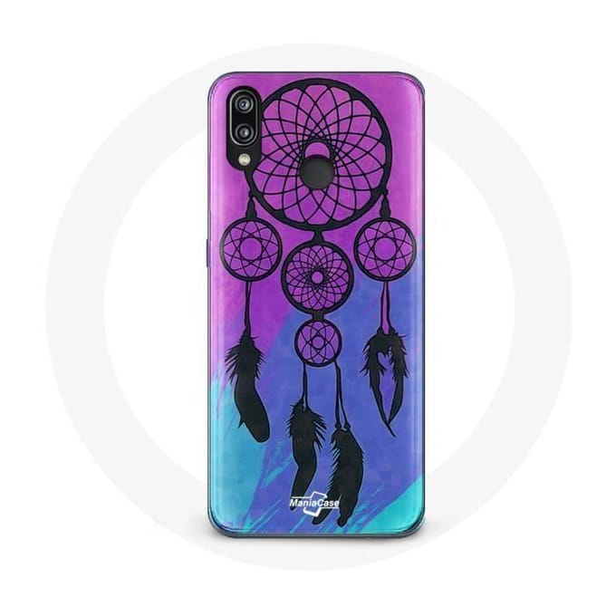 Coque pour Huawei P20 Lite Attrape Rêve Noir Fond Bleu et Violet
