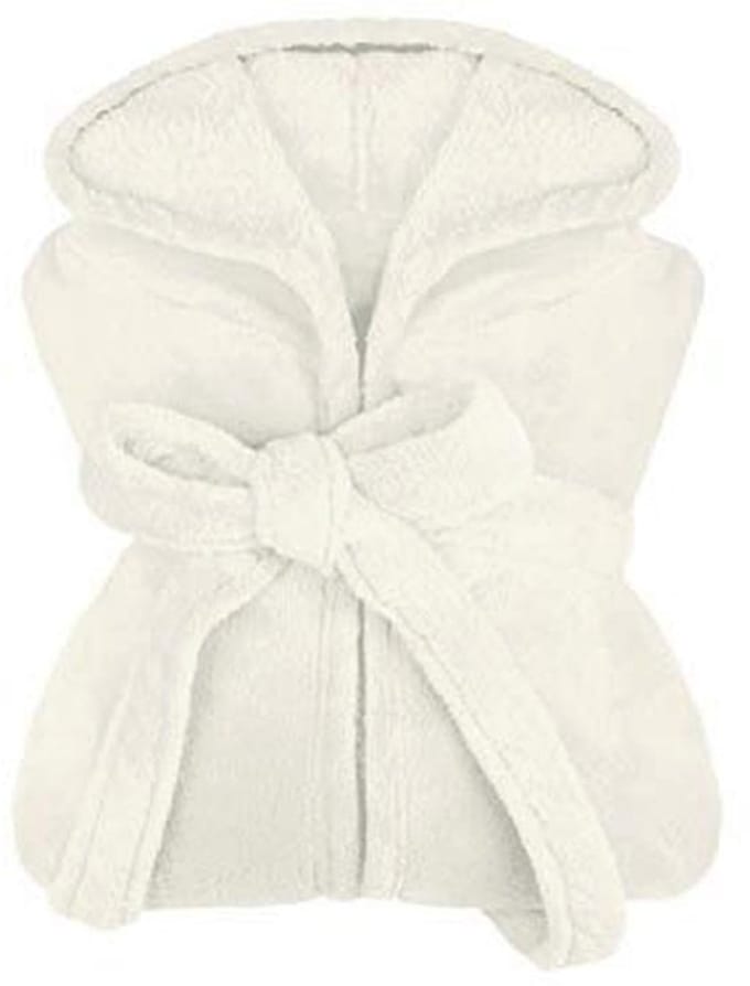 npluseins Extra soft hooded bathrobe made from cuddly fleece - in modern colours and various sizes - unisex & calf length